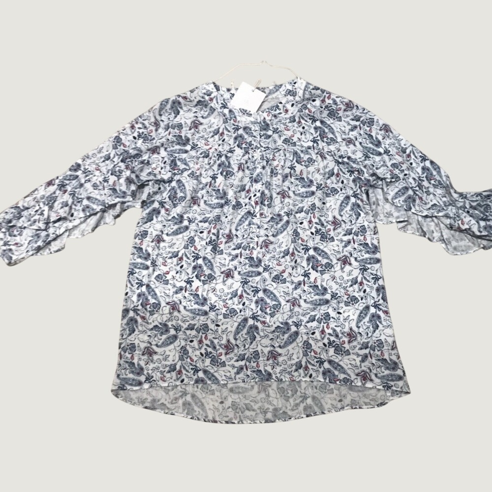 Lauren Conrad NWT floral ruffle sleeve Blouse. Sz Xs. Cottagecore - Picture 8 of 9